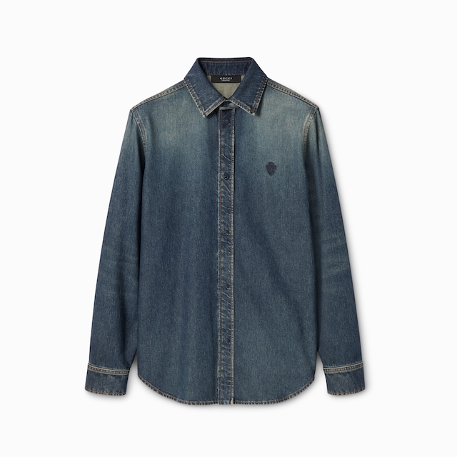 Washed certified cotton denim shirt