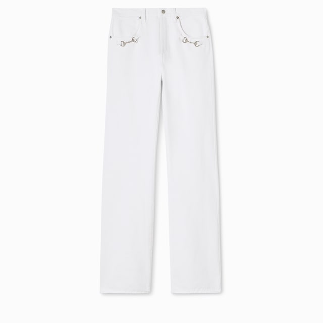 Cotton denim pants with Horsebit detail