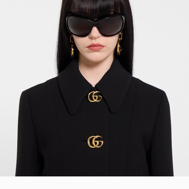 Crepe wool jacket with Double G button - image 4
