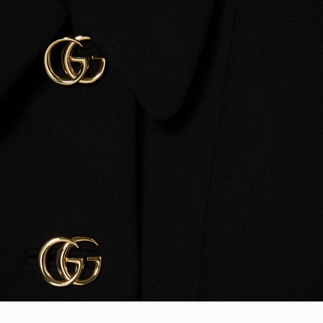 Crepe wool jacket with Double G button - image 3