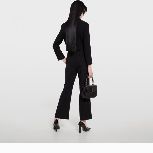 Crepe wool pants with Double G button - image 4