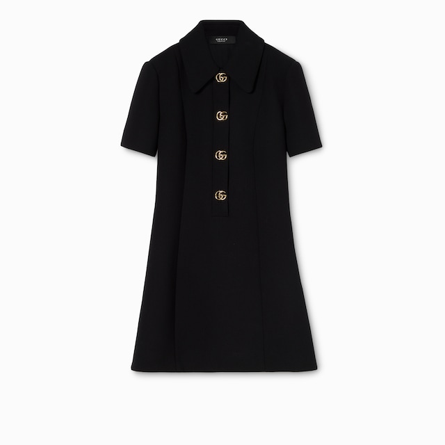 Abito in crêpe di lana con bottone Doppia G