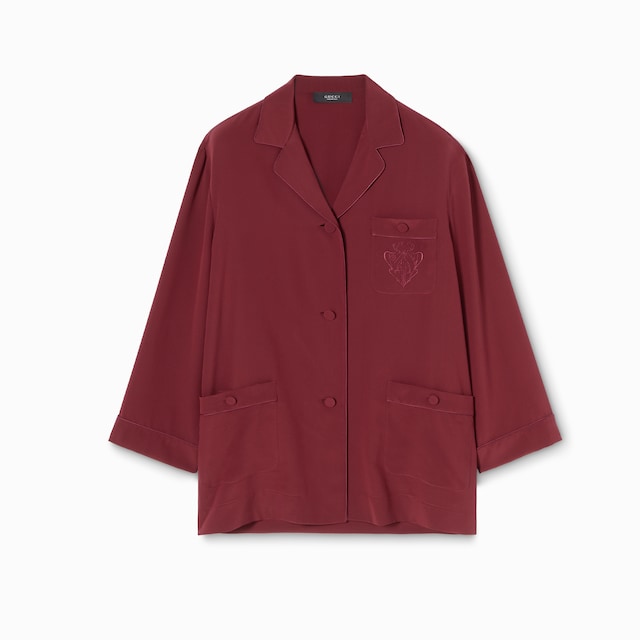 Bluse aus Crêpe de Chine mit Stickerei