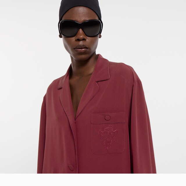 Silk crepe de chine shirt with embroidery - image 3