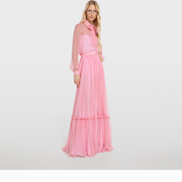 Printed silk chiffon long skirt - image 2