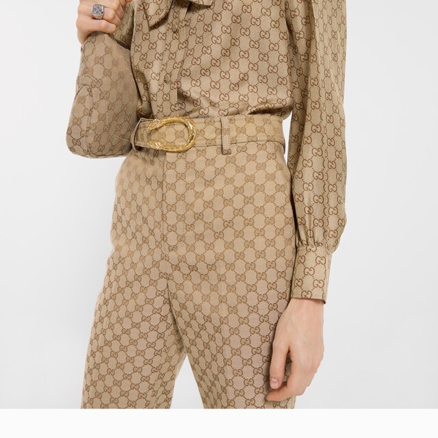GG cotton canvas fabric pants - image 2