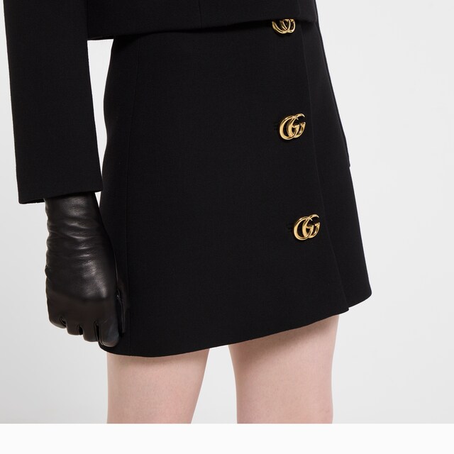Crepe wool skirt with Double G button - image 2