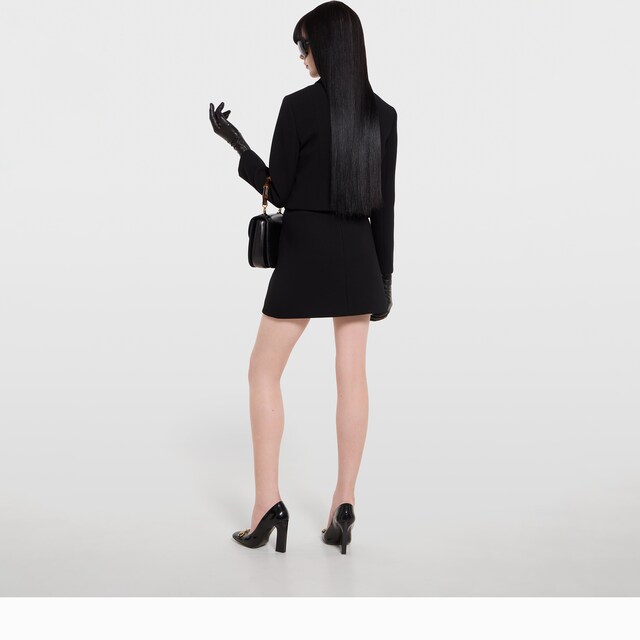 Crepe wool skirt with Double G button - image 3