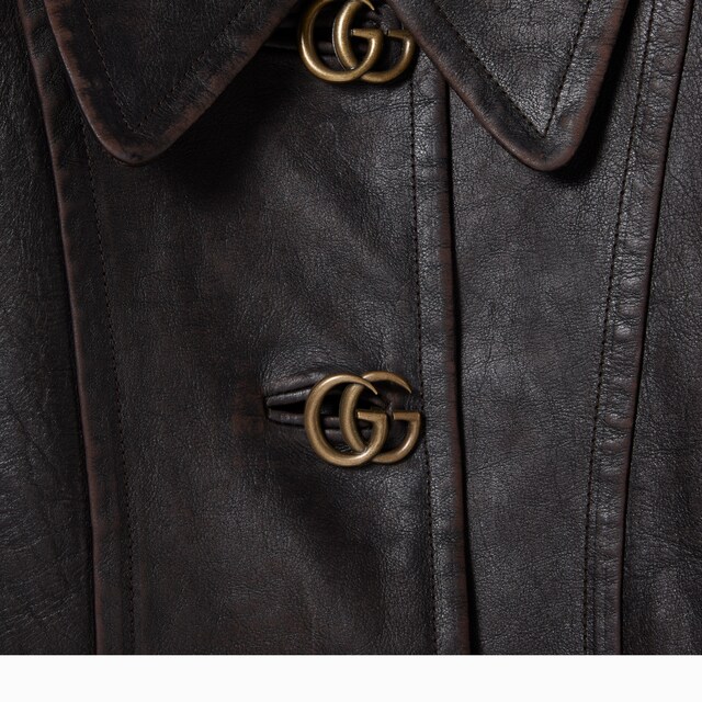 Leather with aged effect jacket