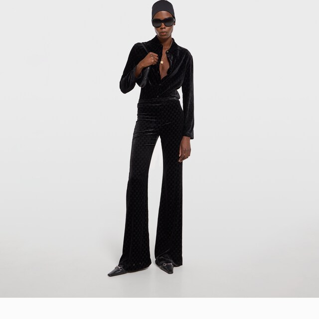 GG stretch devore velvet shirt - image 2
