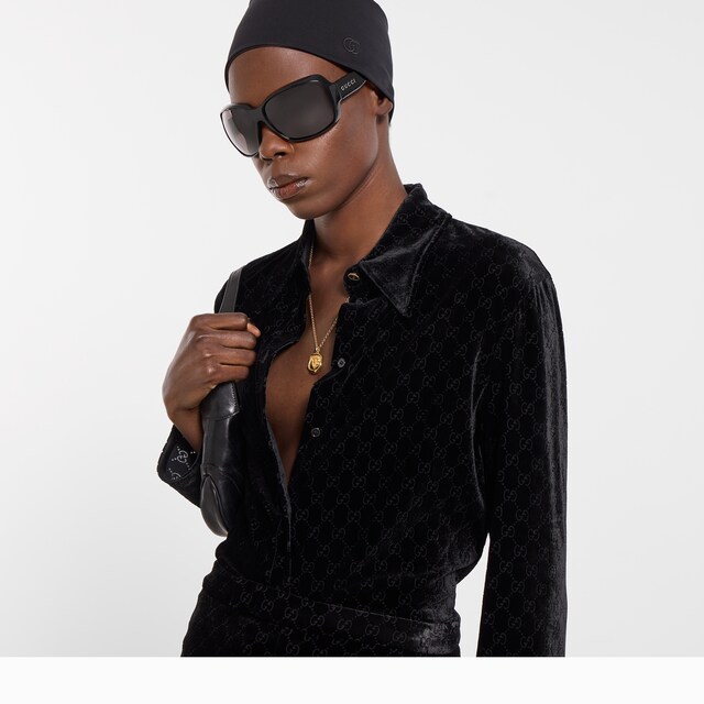 GG stretch devore velvet shirt - image 3