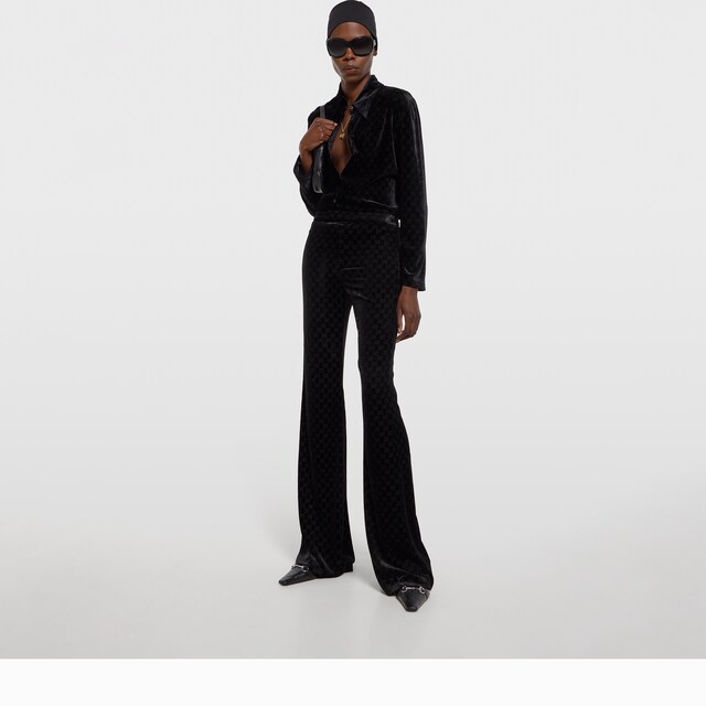 GG stretch devore velvet pants - image 4