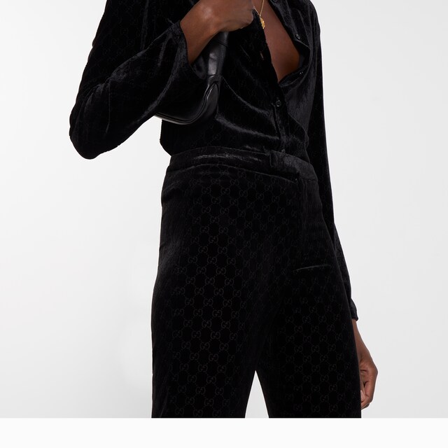 GG stretch devore velvet pants - image 3