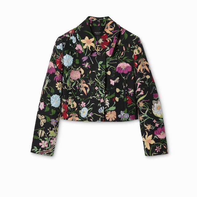 Veste en brocart en soie Gucci Flora