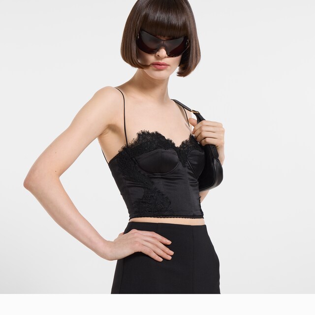 Embroidered silk satin top - image 2