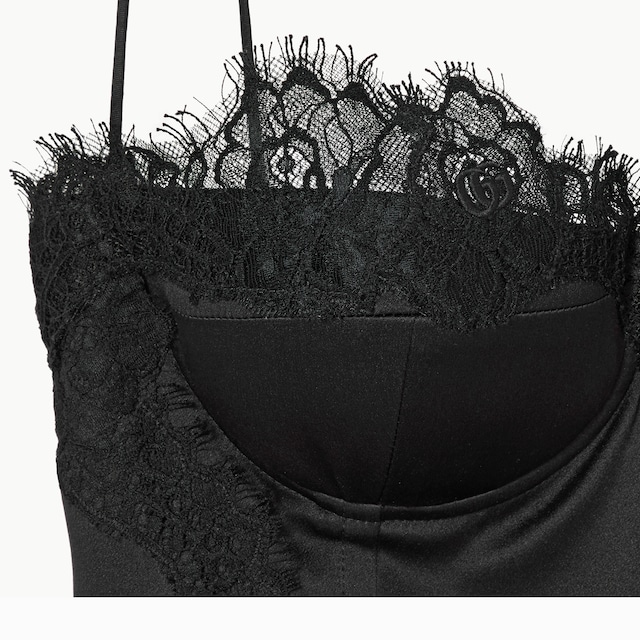 Embroidered silk satin top