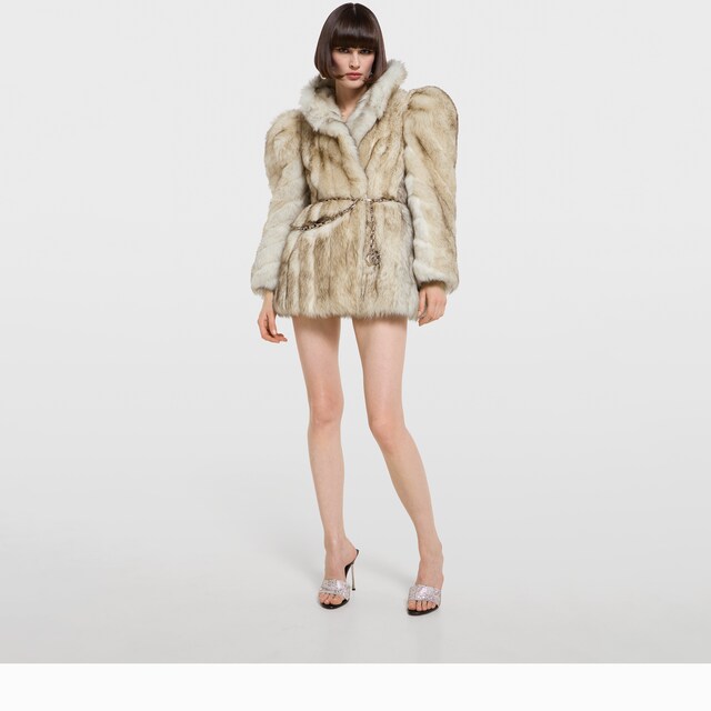 Smooth long shearling coat - image 5