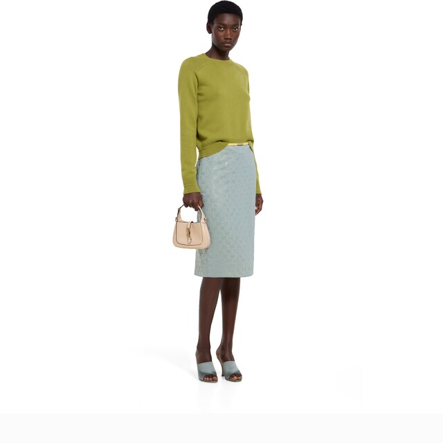 Silk stretch chiffon skirt with crystals
