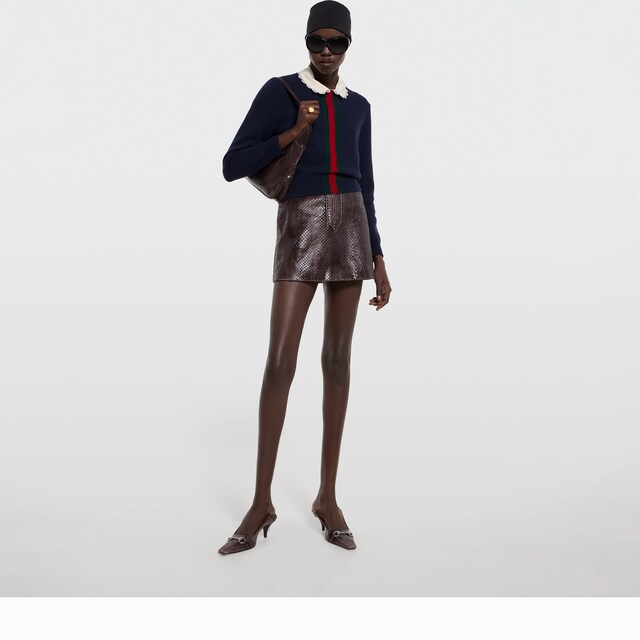 Fine knit wool sweater with Web - image 2