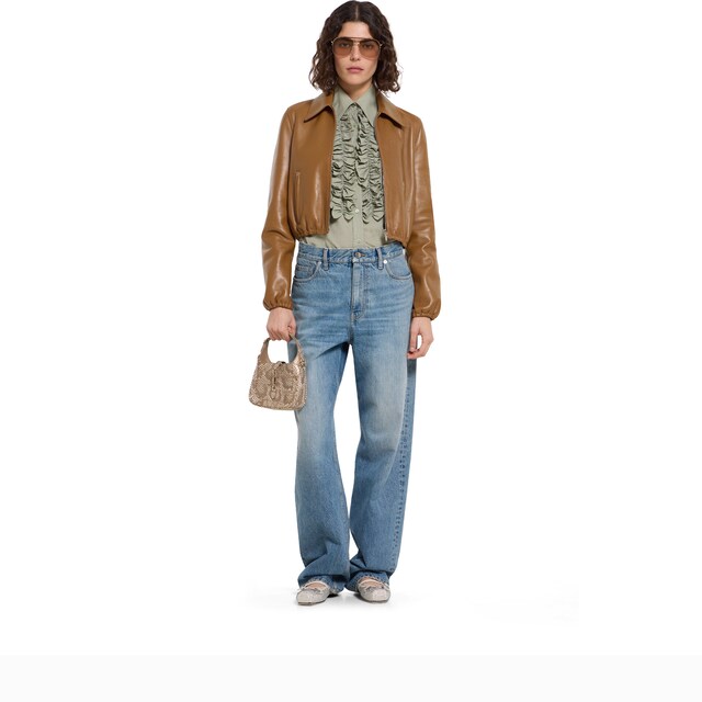 Leather jacket with Gucci logo - image 2
