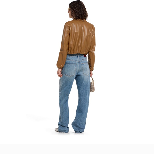 Leather jacket with Gucci logo - image 4