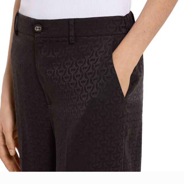 Horsebit silk jacquard pants - image 5