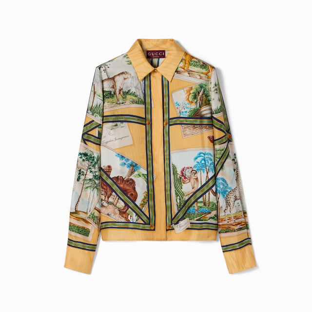 Printed silk twill shirt