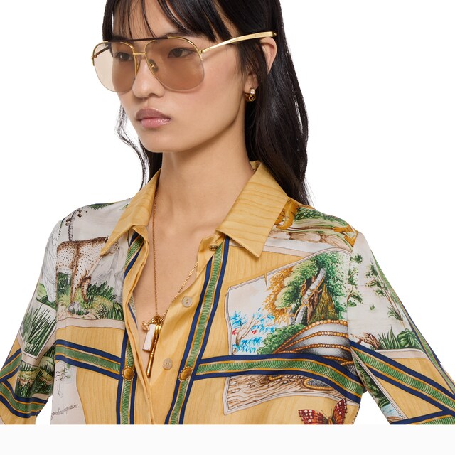 Printed silk twill shirt - image 2