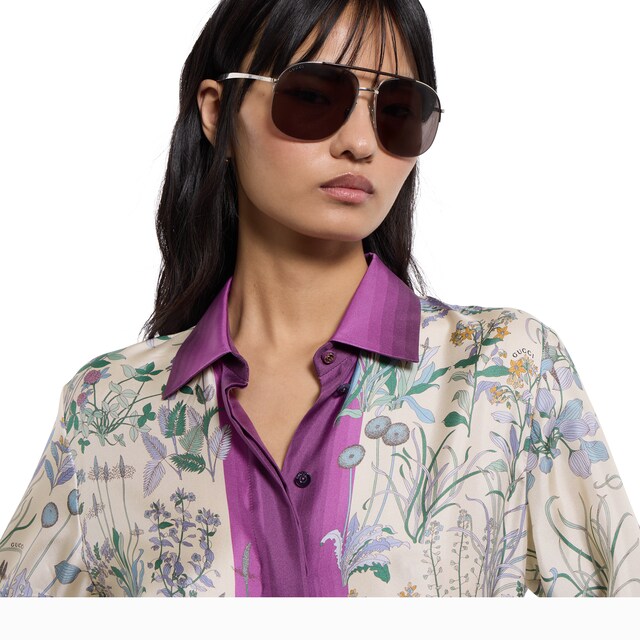 Printed silk twill shirt - image 2
