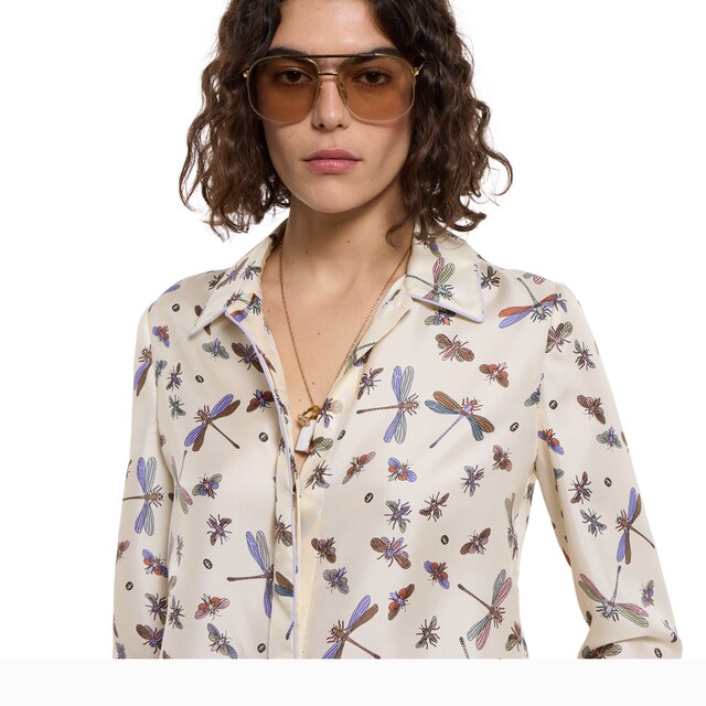 Printed silk twill shirt - image 4
