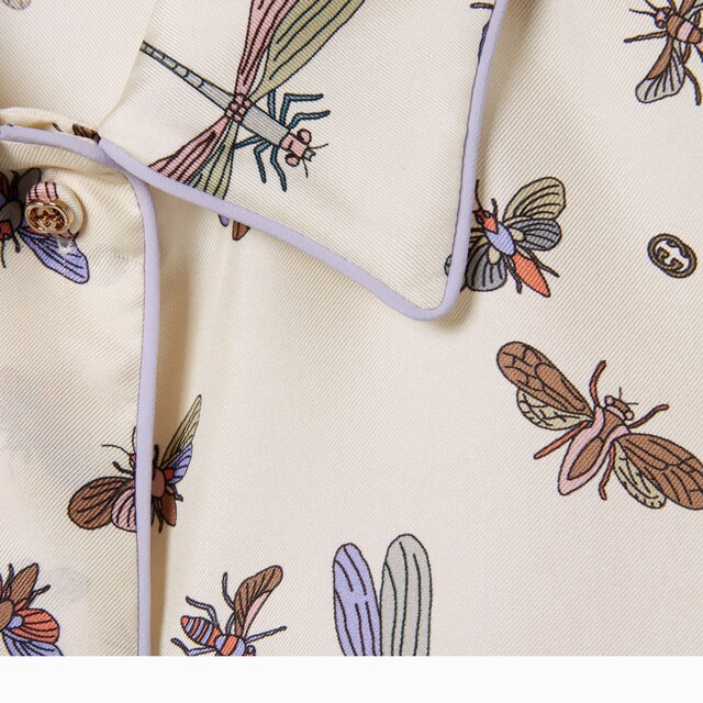 Printed silk twill shirt