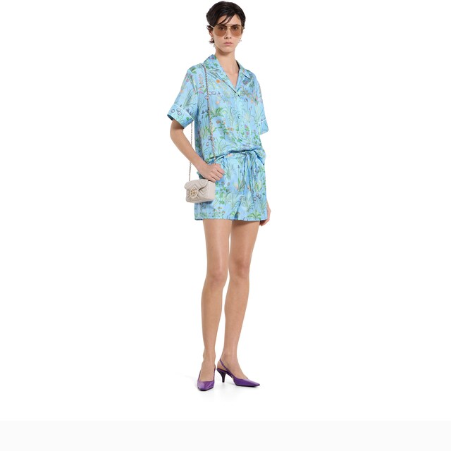 Printed silk twill shorts - image 4