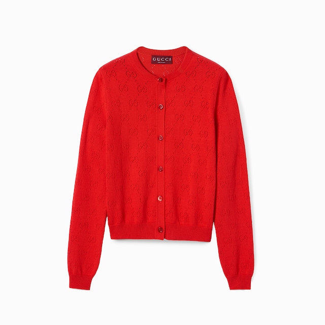 GG桑蚕丝棉混纺网眼织物开衫