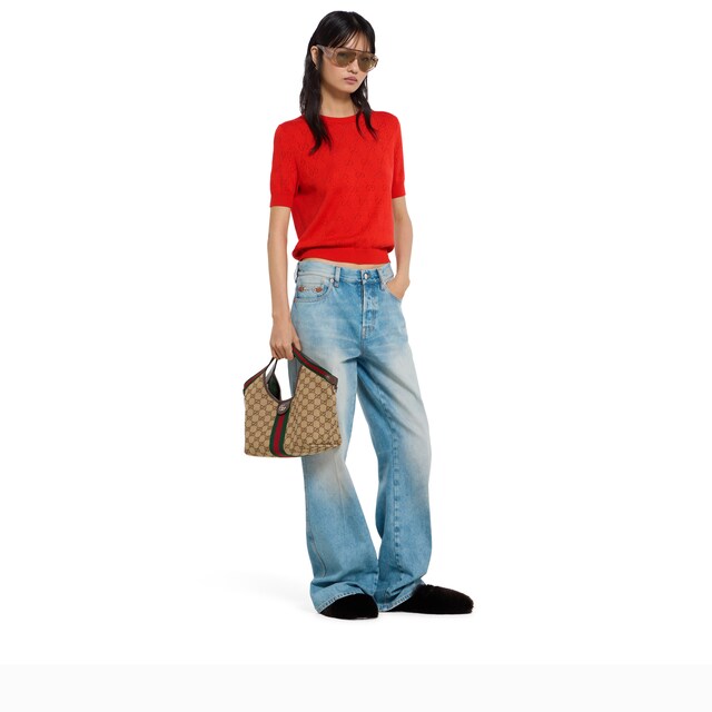 GG pointelle cotton silk top - image 4
