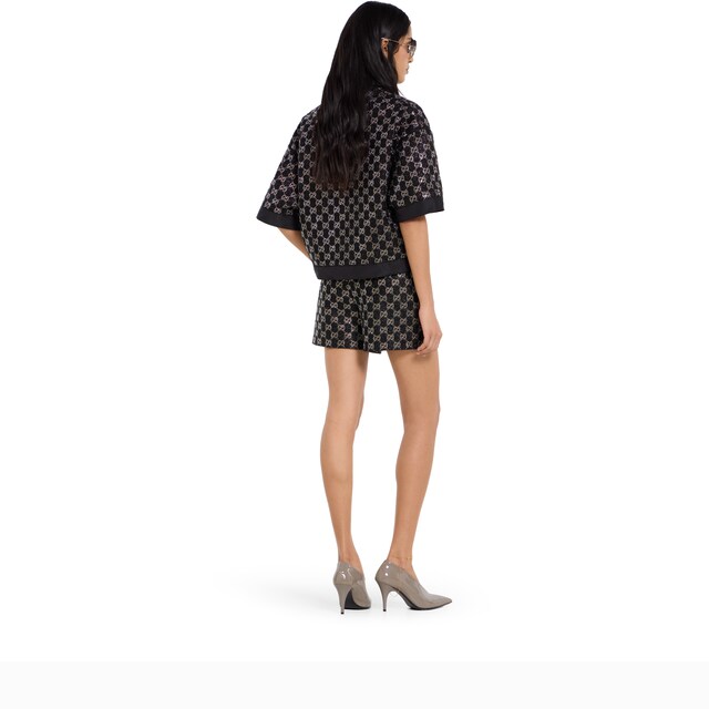 Embroidered wool tweed lame shorts - image 4
