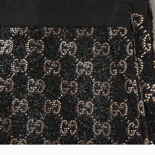 Embroidered wool tweed lame shorts