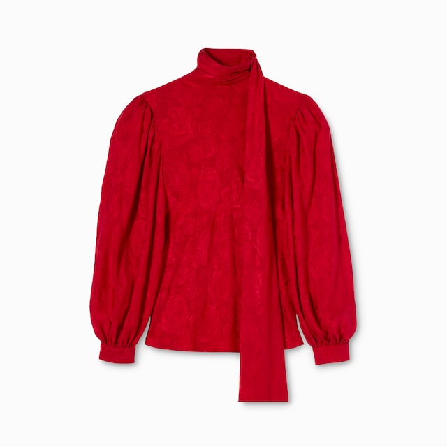 Silk twill jacquard shirt