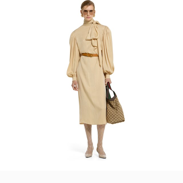 Diagonal GG silk jacquard dress - image 4