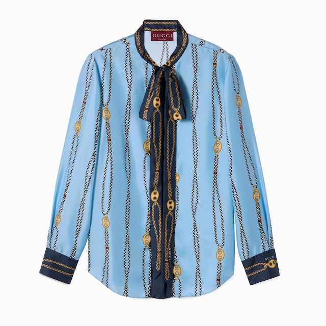 Printed silk twill shirt