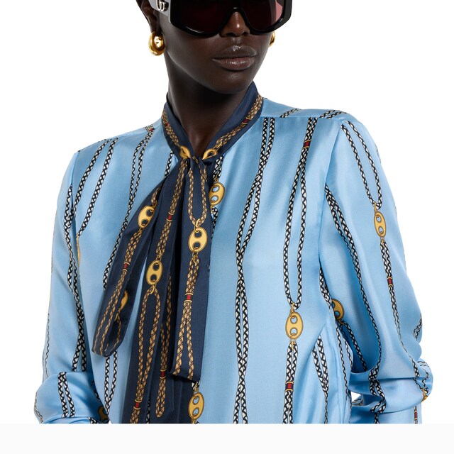Printed silk twill shirt - image 2