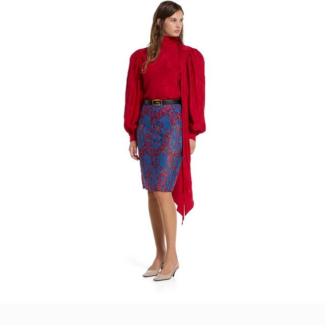 Floral lace wool skirt - image 5