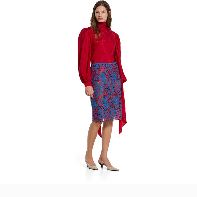 Floral lace wool skirt - image 4