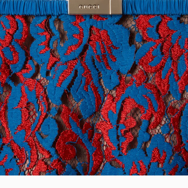 Floral lace wool skirt