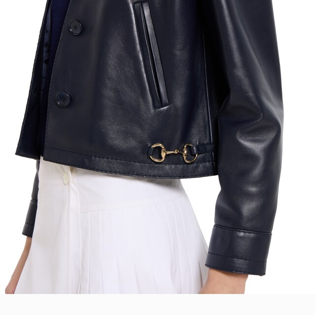 Shiny leather jacket with Horsebit - image 4