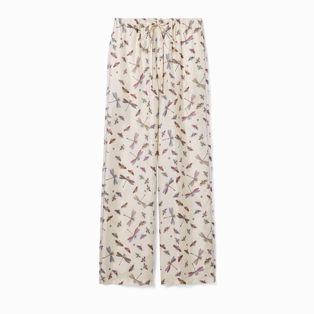 Pantalón de sarga de seda con estampado