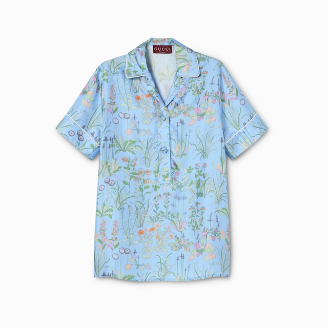 Printed silk twill shirt