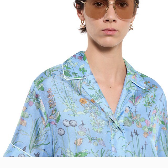 Printed silk twill shirt