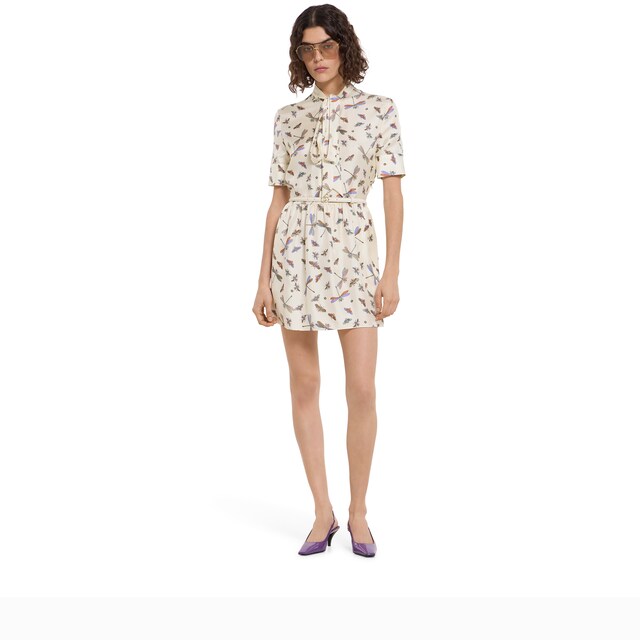 Printed silk twill dress - image 5