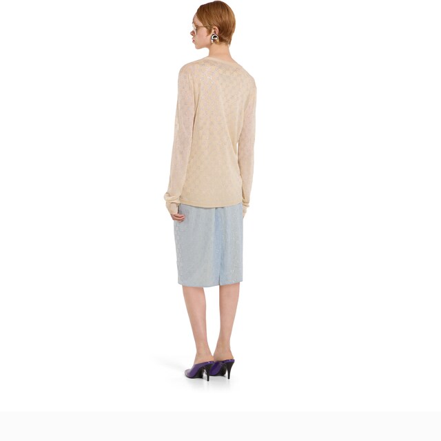 Fine silk cardigan with GG crystals - image 2