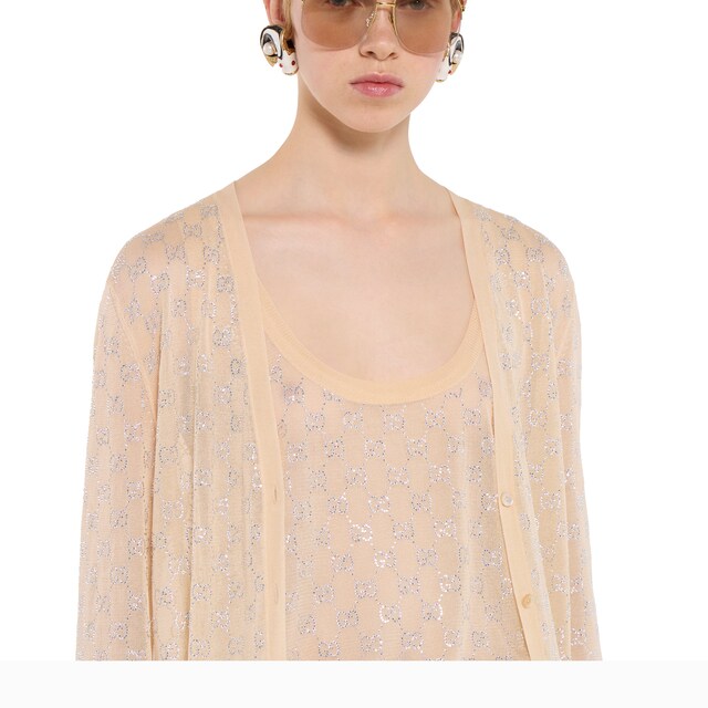 Fine silk tank top with GG crystals - image 2